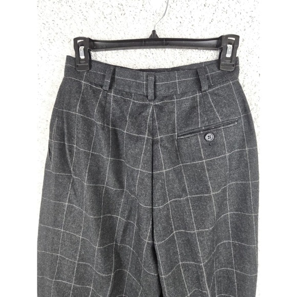 Vintage Liz Claiborne Windowpane Plaid Wool Pants Petites Size 10 Made USA Black - Picture 13 of 13
